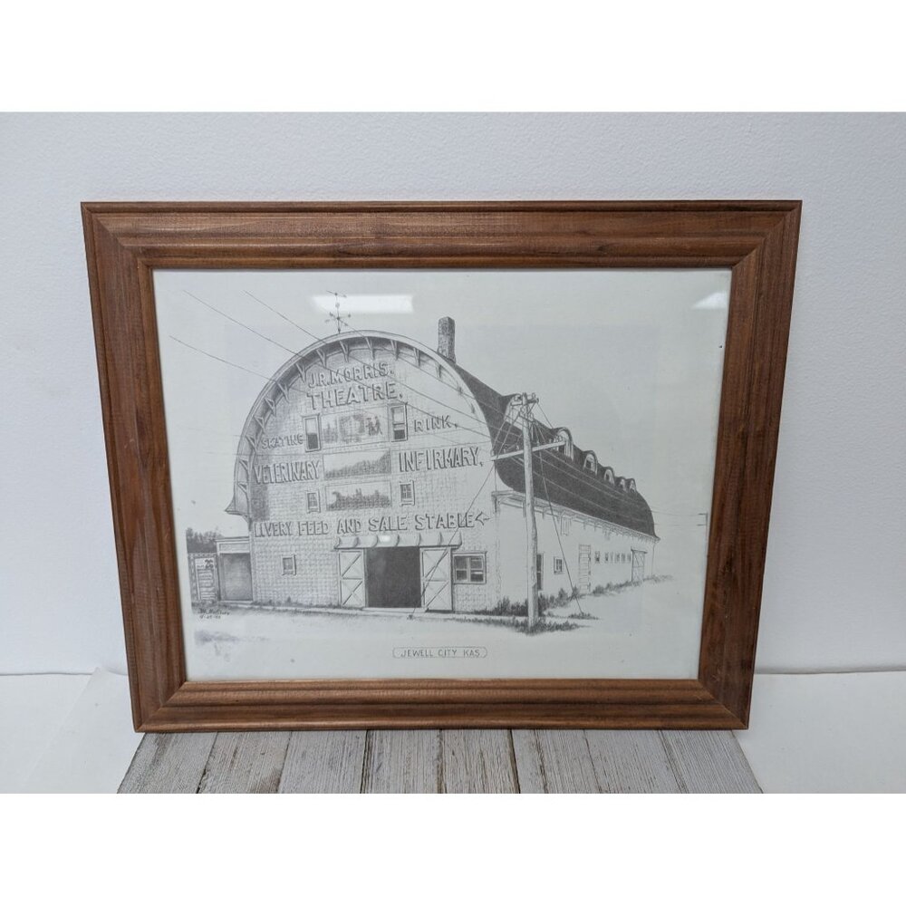 Jane McClure Jane's Prints Jewell Kansas Stone Barn Farm Country Framed Print